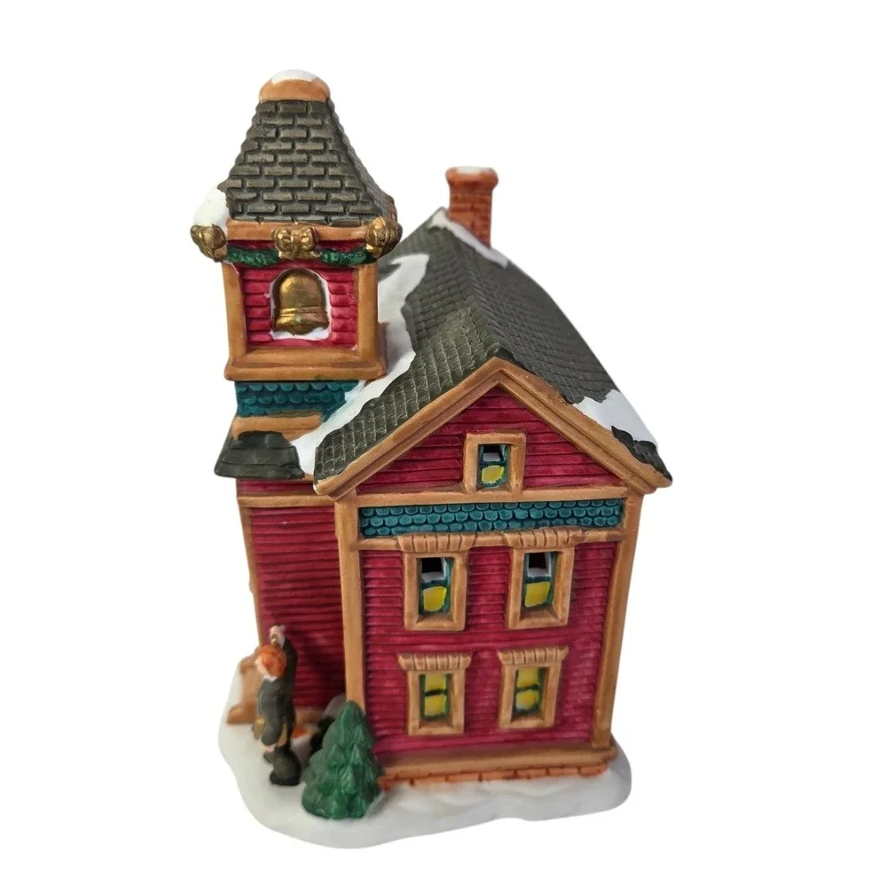 Pickford School Christmas Village House Lighted with Box Trim A Home Vintage